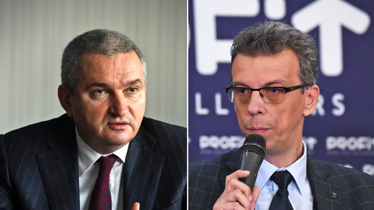 Președintele ASF, Nicu Marcu (stânga), și fostul director al Direcției de Supraveghere și Control la sectorul Asigurări-Reasigurări din ASF, Florin Golovatic (dreapta)