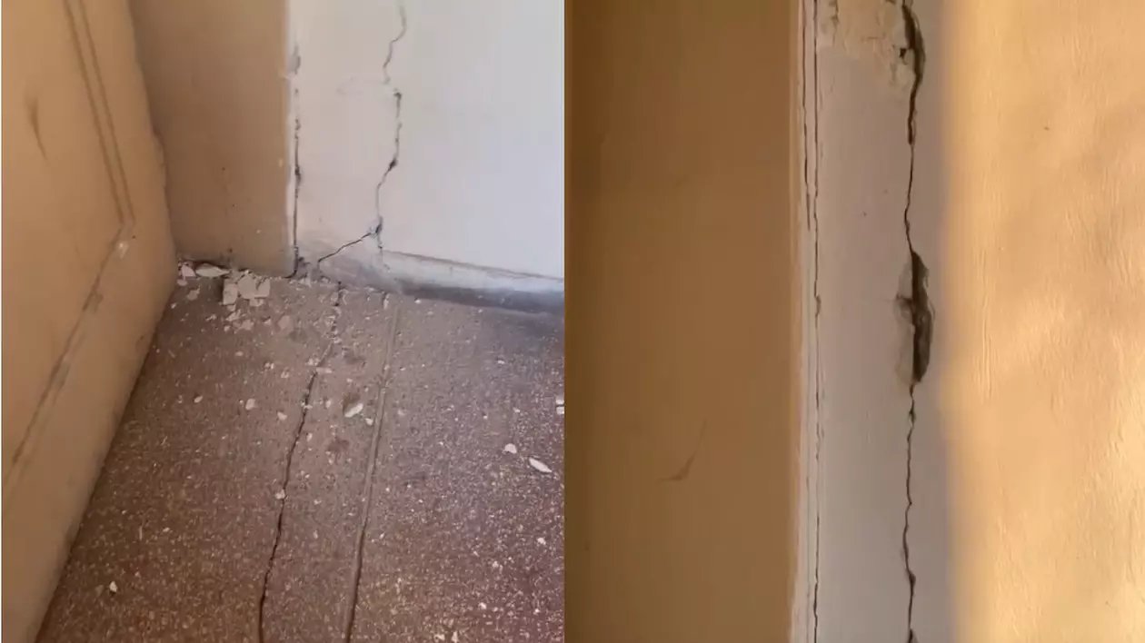 Blocuri cu pereți crăpați, în Târgu Jiu, după cutremurul de 5,2 grade. „S-a mişcat toată clădirea, n-am mai trăit aşa ceva” | VIDEO
