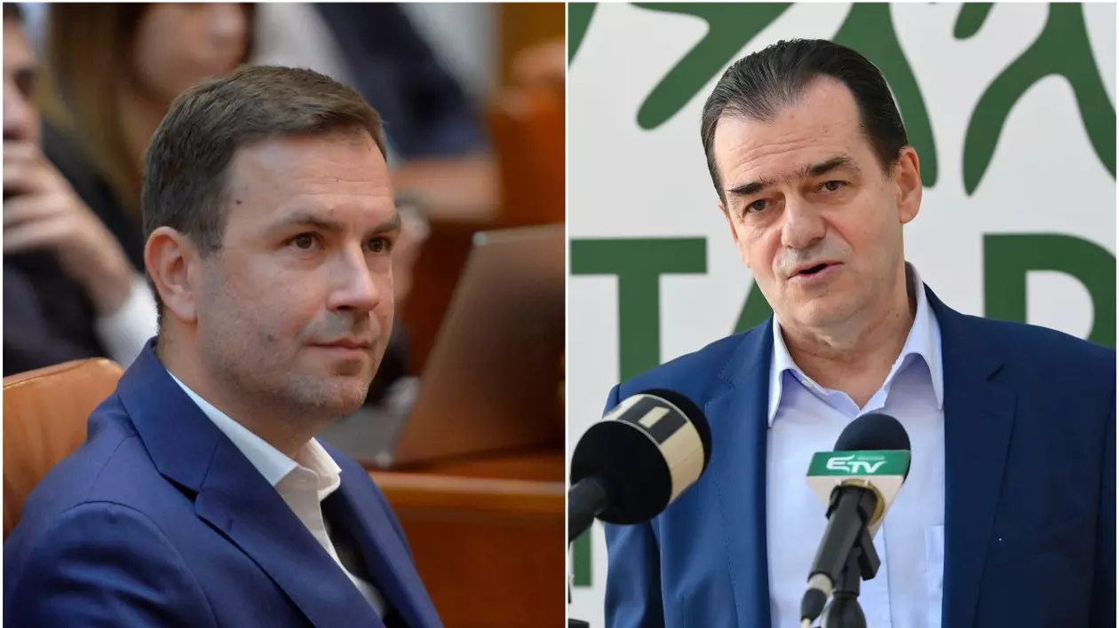 Cătălin Drulă (USR, stânga) și Ludovic Orban (Forța Dreptei)