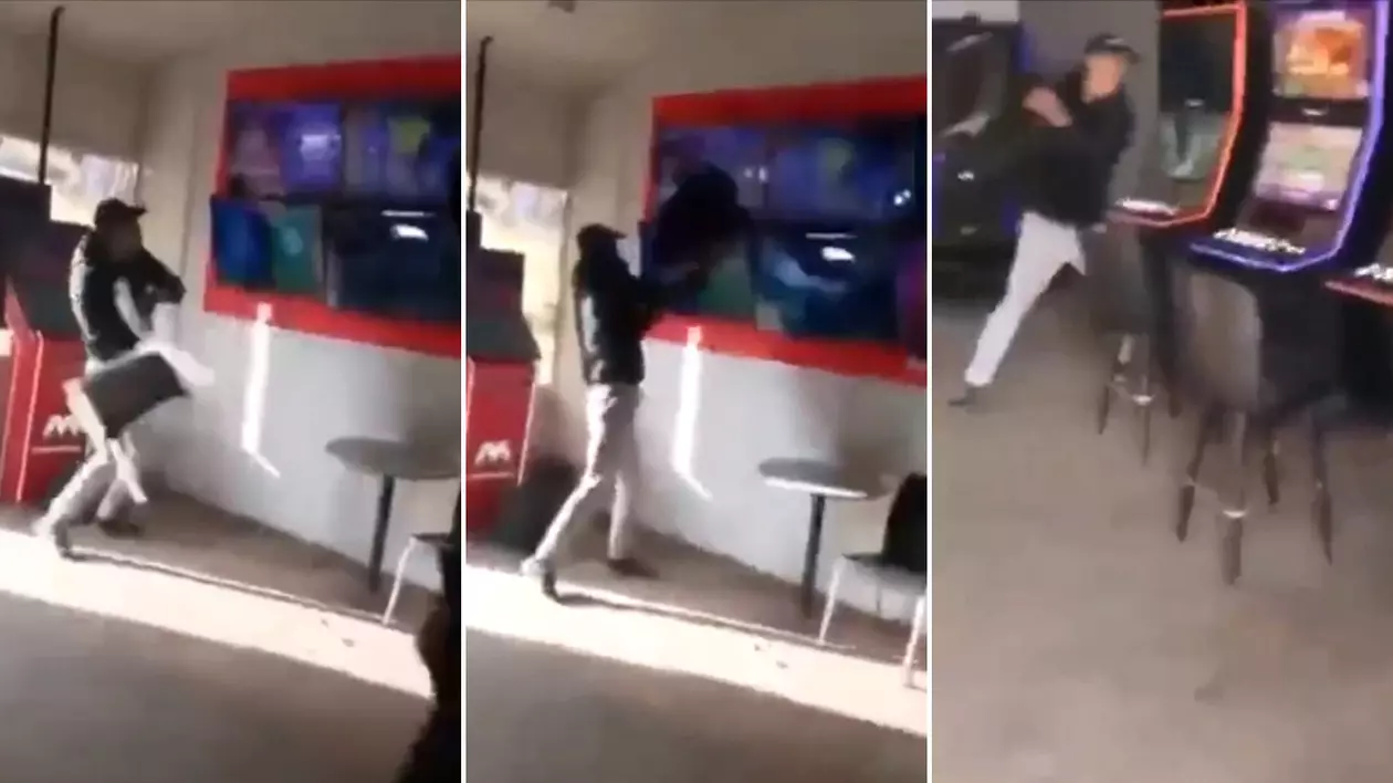 Un tânăr din Amara, filmat când distruge aparatele și televizoarele dintr-o sală de jocuri de noroc. „«Broască», stai, mă, cuminte”