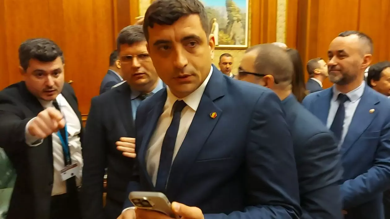 George Simion și mai mulți parlamentari AUR au vrut să intre cu forța în biroul lui Marcel Ciolacu. „Îl așteptăm, nu vom tolera pumnul în gură”