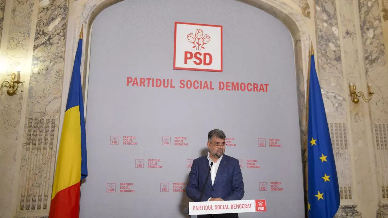 Presedintele Partidului Social Democrat (PSD), Marcel Ciolacu, participa la o conferinta de presa la sediul partidului din Bucuresti Foto: Hepta