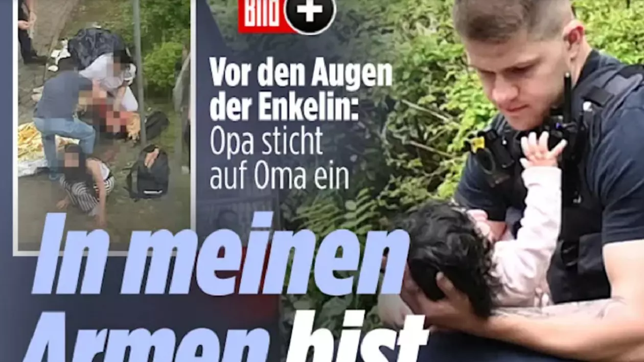 „În brațele mele ești în siguranță!” Un tânăr polițist german alină un bebeluș scos din casa unde au avut loc scene dramatice
