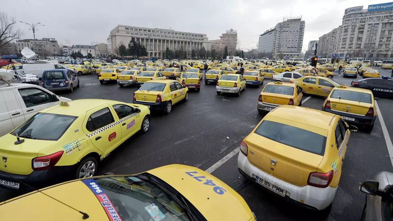 Protest al taximetriștilor în 30 de orașe din țară. Se cere eliminarea companiilor de transport alternativ