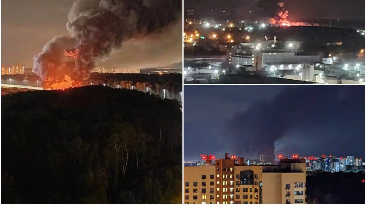 Incendiu puternic la 6 kilometri de reședința lui Putin. Un depozit a luat foc. VIDEO