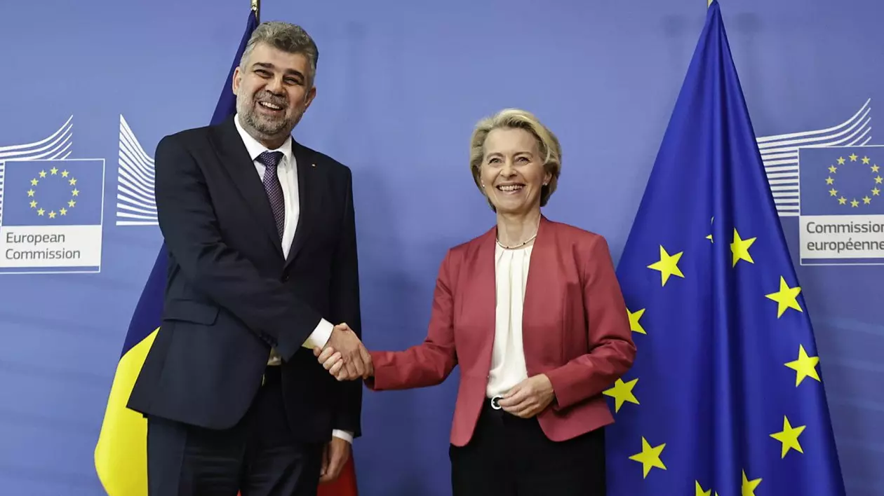 Premierul Marcel Ciolacu și președintele Comisiei Europene, Ursula von der Leyen, vineri, 1 septembrie, la Bruxelles. Foto: Guvernul României