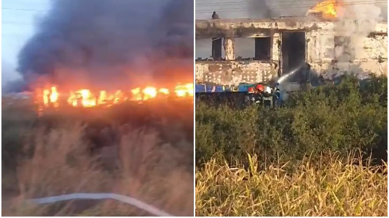 Un tren a luat foc la intrarea în stația Oradea Vest. Pasagerii au ieșit singuri din vagoane - VIDEO
