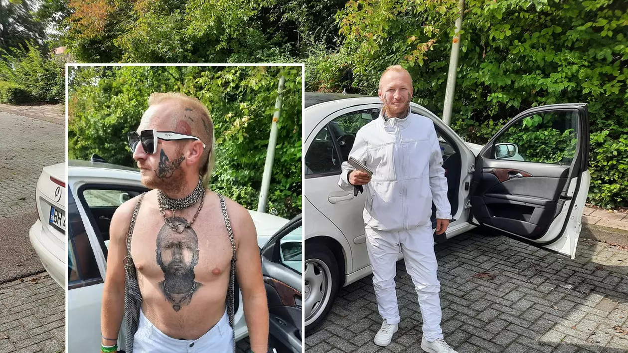 Cine e Valentin, românul care și-a tatuat propriul chip pe piept și doarme într-un Mercedes, într-un parc din Olanda: „O situație excepțională și enervantă”