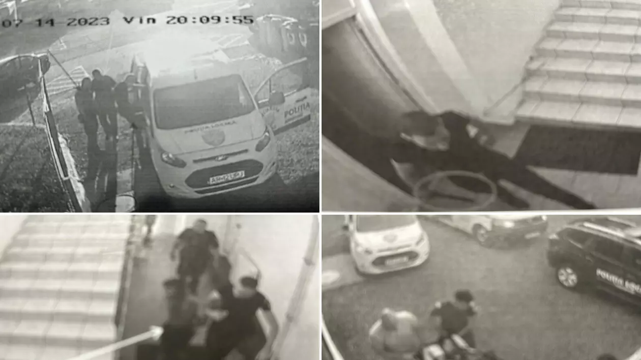 Imaginile agresării lui Vișinel, bărbatul ucis în bătaie de un polițist local din Arad, surprinse de camerele de supraveghere