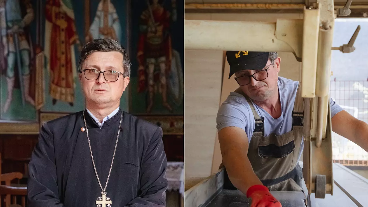REPORTAJ. Povestea preotului tâmplar care a aplicat la el în comună ce a văzut în Germania: „De ce să fim noi, românii, mai fraieri?! De ce să nu producem aici?”