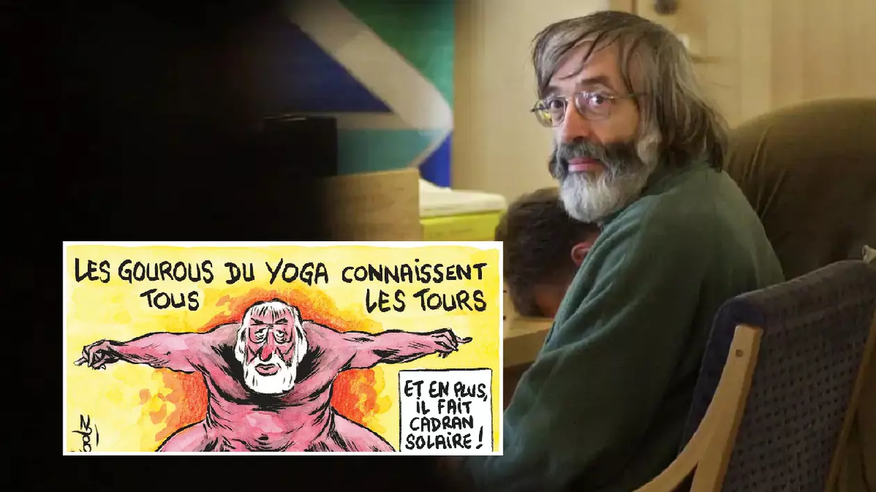 Caricatură cu Gregorian Bivolaru interzisă minorilor, în săptămânalul francez Charlie Hebdo: „Și, în plus, face cadranul solar”