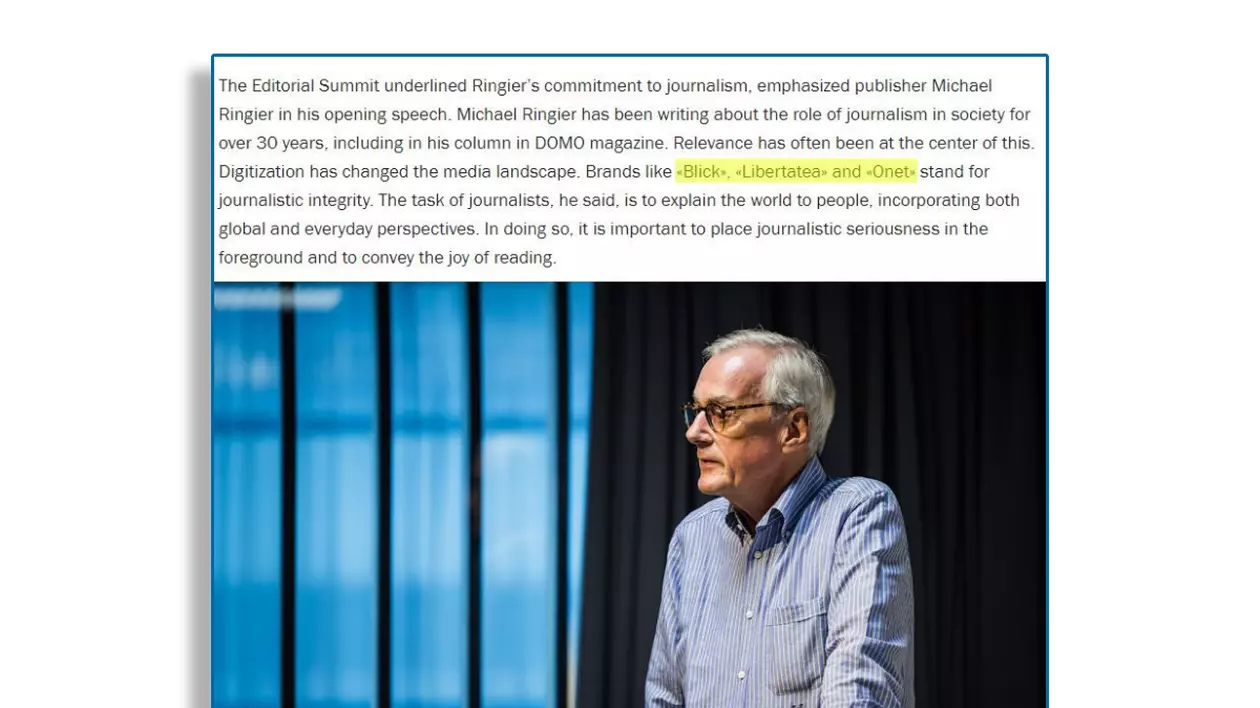 Michael Ringier: „Libertatea reprezintă integritatea jurnalistică”. După ce ziariștii au cerut stoparea imixtiunilor în editorial, Ringier a anunțat concedierea a 20% din redacție