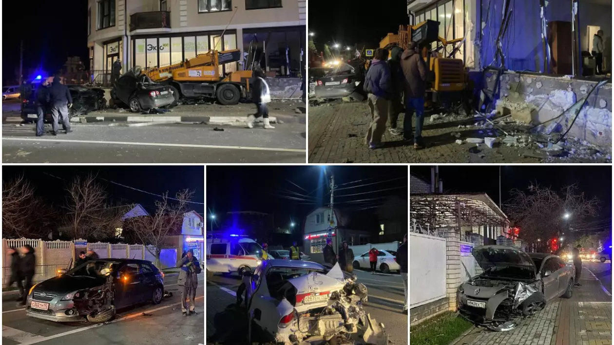 Un camion cu macara a rămas fără frâne, a făcut praf 14 mașini și s-a oprit în zidul unui bloc, în Rusia | VIDEO
