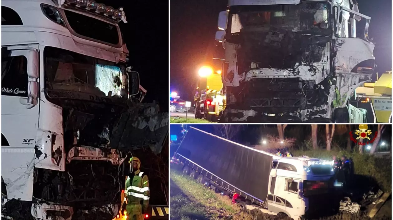 Șofer român de TIR mort, străpuns de semnul de circulație pe care l-a lovit și care a zburat apoi prin parbriz, pe o șosea din Italia