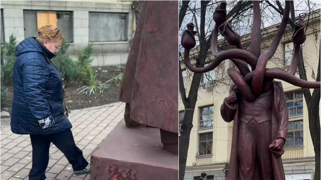 Sculptorul statuii lovite cu picioarele în Iași reacționează după scenele virale. „Am rămas uimit, nu mă așteptam la așa ceva”