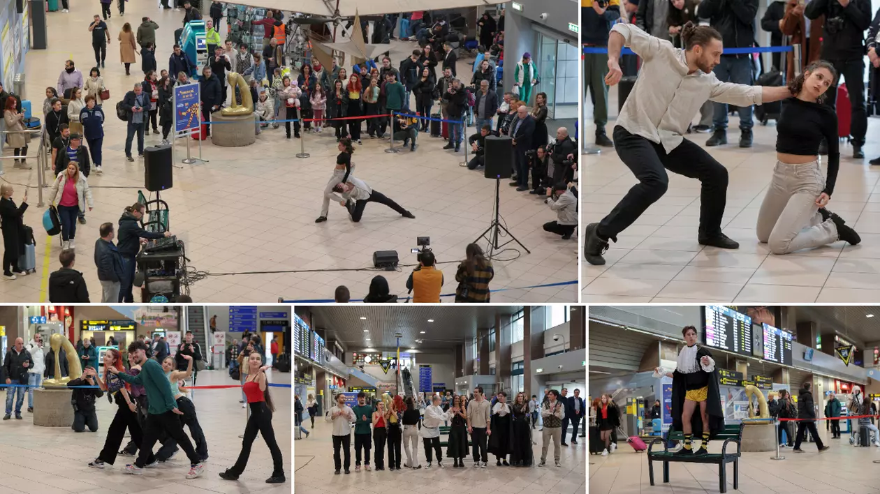 Surpriză pentru călătorii de pe Aeroportul Otopeni, de Valentine’s Day: spectacole din Shakespeare și momente coregrafice
