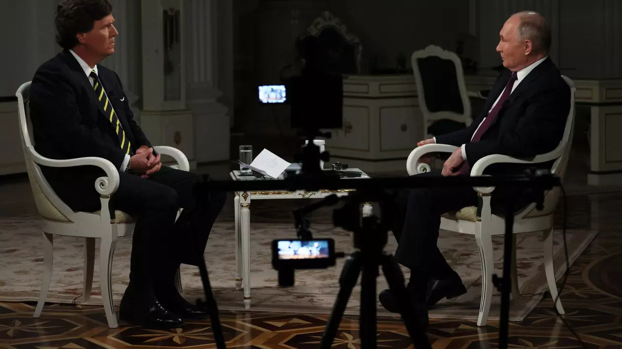 Vladimir Putin, în timpul interviului pentru Tucker Carlson