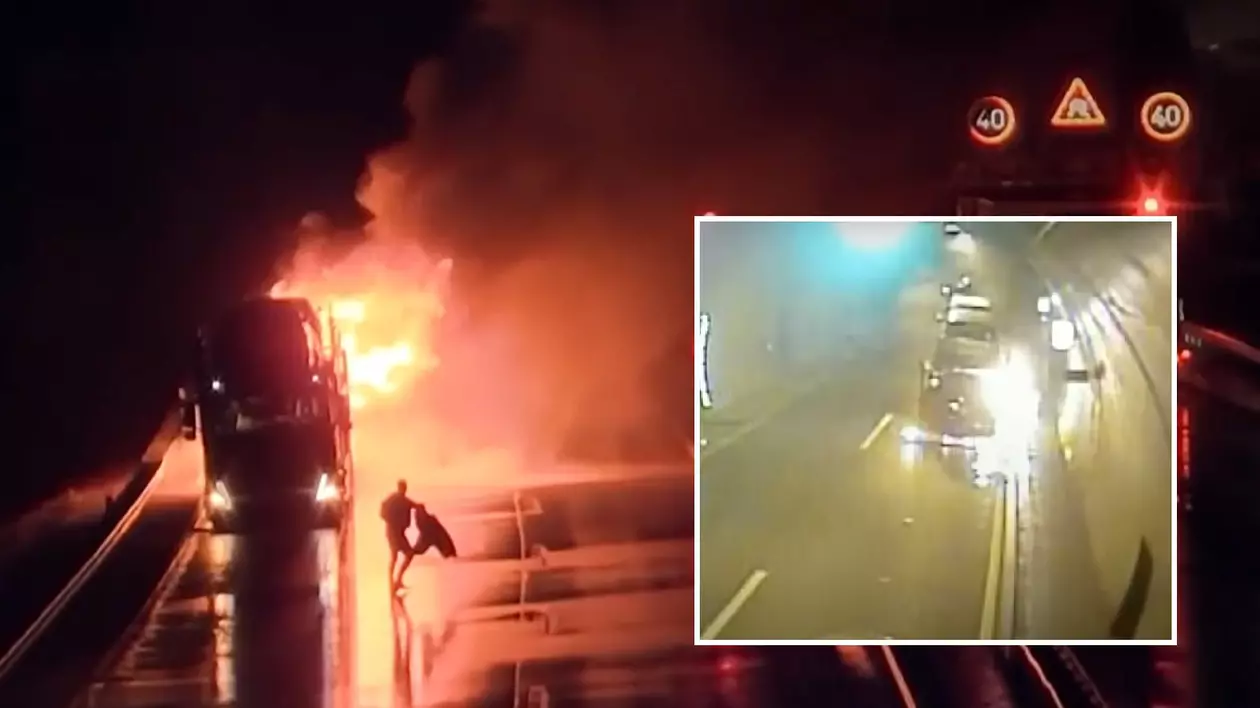 Un șofer de TIR a condus 6 km cu camionul în flăcări prin cel mai lung tunel din Germania, ca să evite o catastrofă/ VIDEO