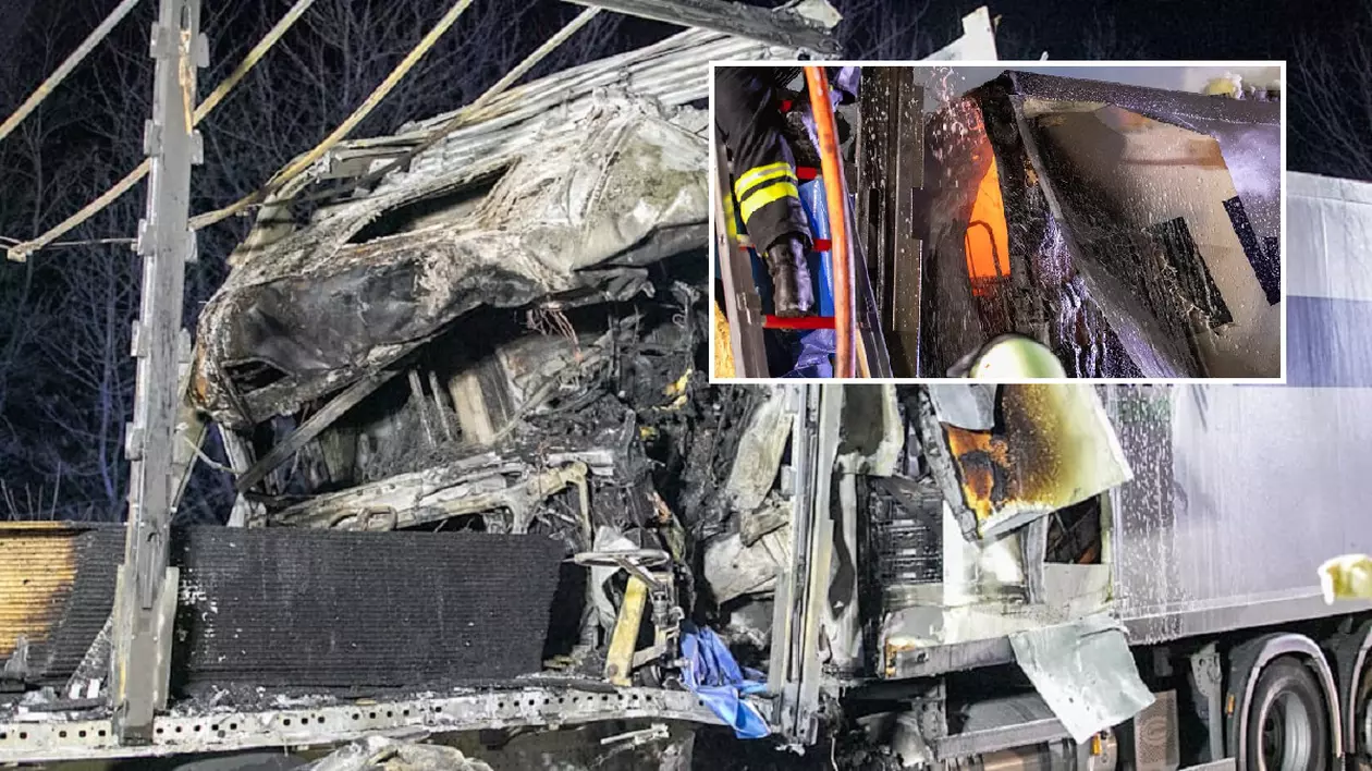 Șofer român de TIR mort în cabina făcută scrum, de unde pompierii l-au scos abia după ce au stins focul, pe o autostradă germană