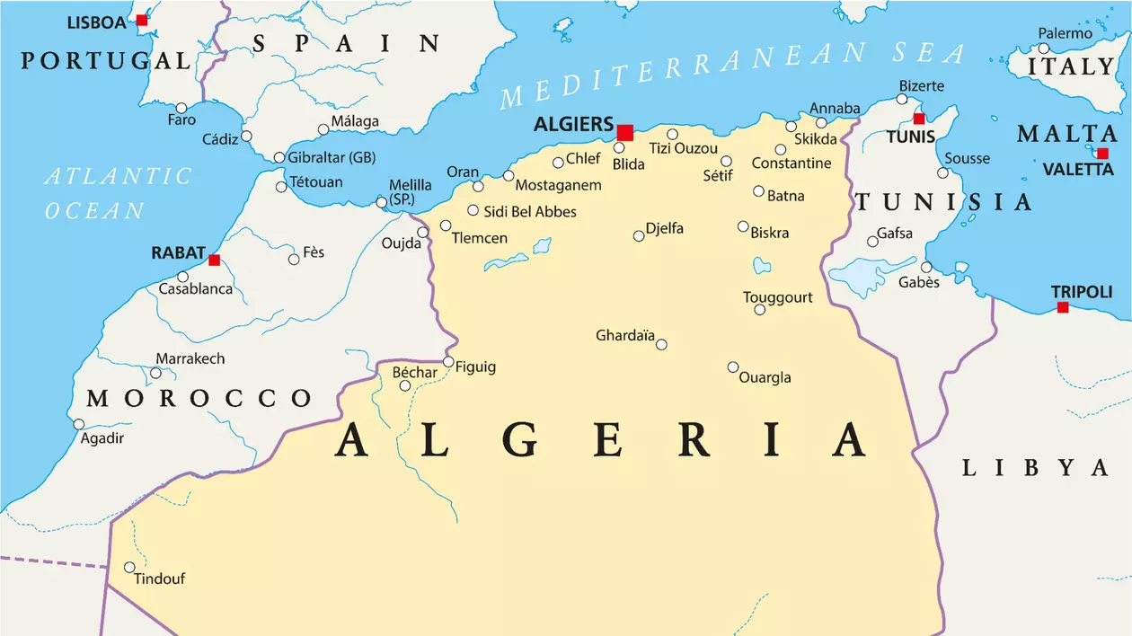 Curiozităţi despre Algeria - Imagine cu harta Algeriei.