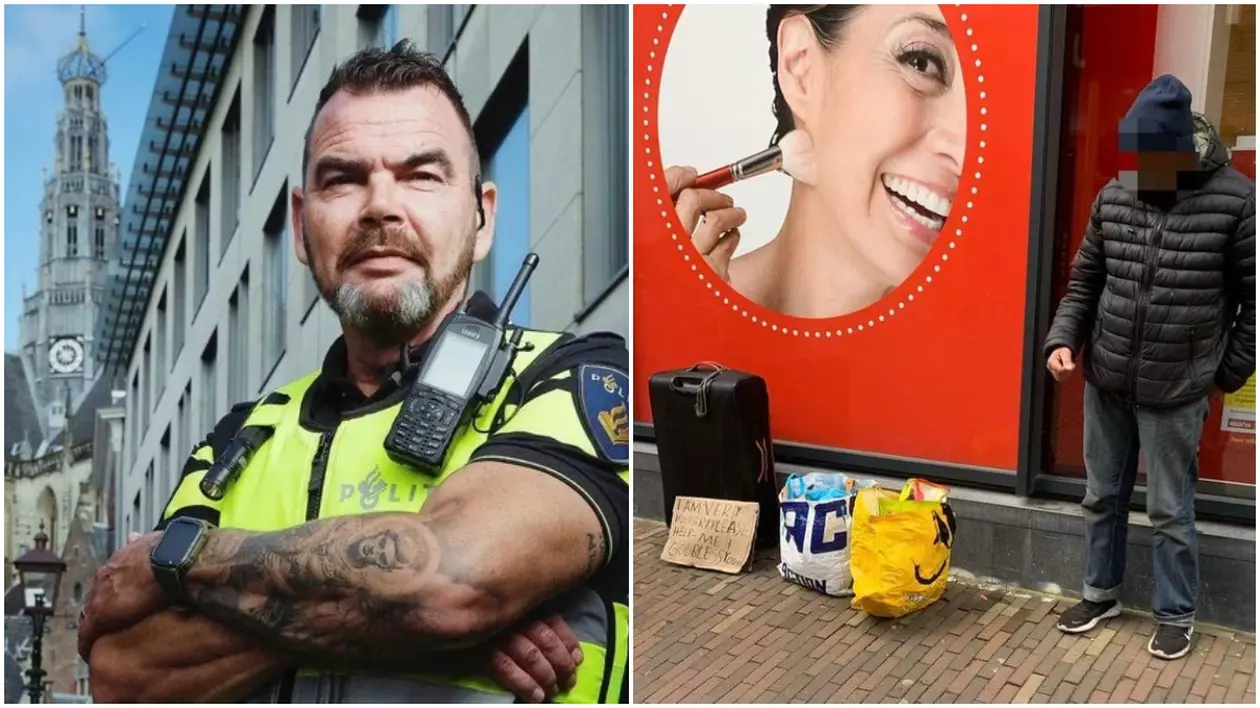 Polițistul olandez care a cerut să nu fie ajutat românul cu pancarta „Mi-e foarte foame!” spune că acesta câștigă „și 1.000 de euro pe săptămână”
