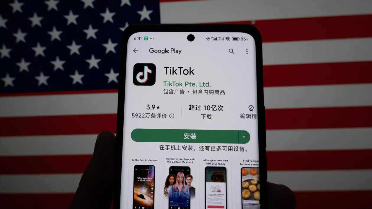 SHANGHAI, CHINA - MARCH 13, 2024 - A citizen checks the mobile installation page of the TikTok app on his mobile phone in Shanghai, China, March 13, 2024.