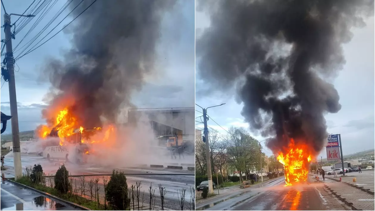 Un autocar în care se aflau 30 de elevi a ars ca o torță, la Moldova Nouă. Nu sunt victime