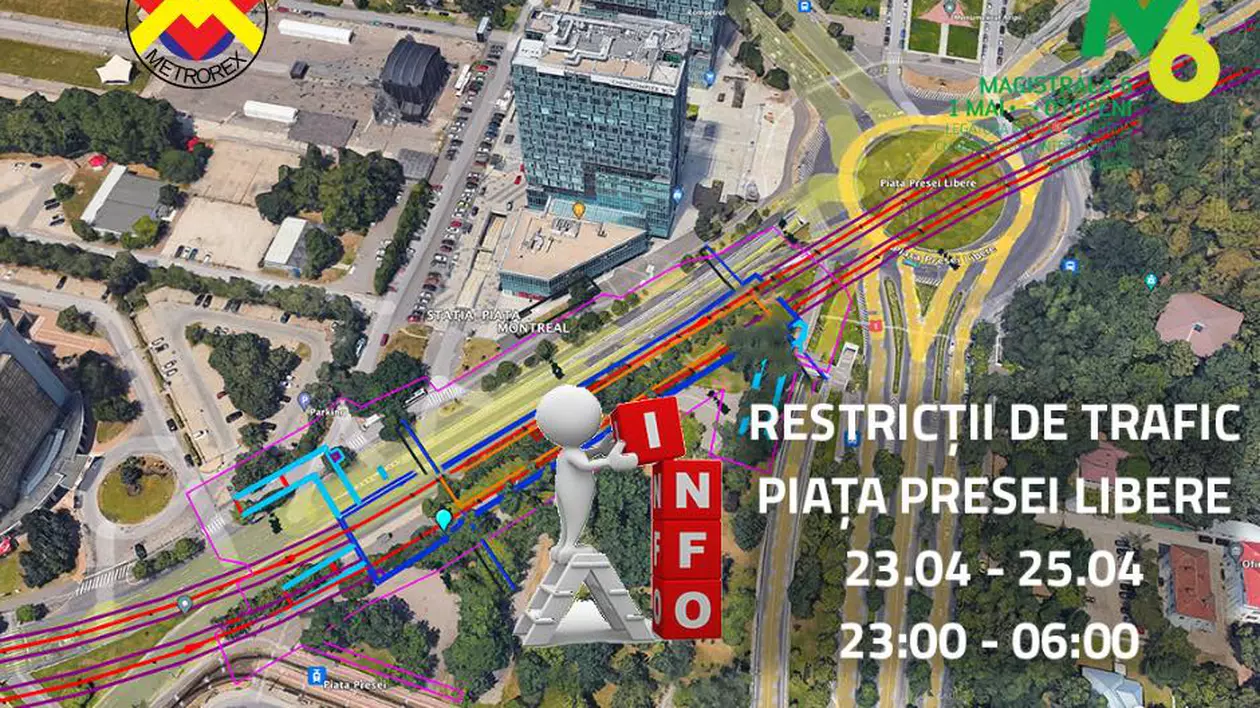Accesul în Pasajul Piaţa Presei Libere, restricţionat până joi dimineaţă. Metrorex anunţă lucrări la Magistrala 6