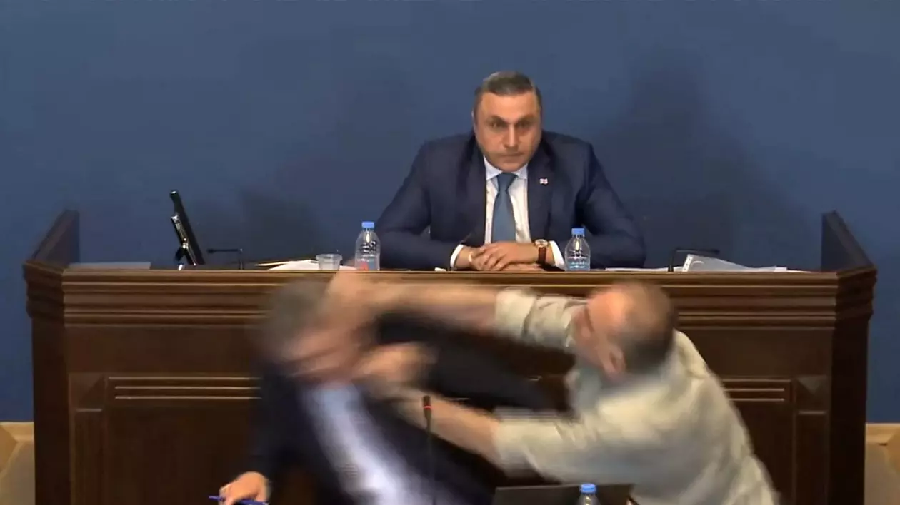 Parlamentarii din Georgia s-au luat la bătaie în timp ce dezbăteau proiectul de lege privind „agenții străini", considerat de influență rusească | VIDEO