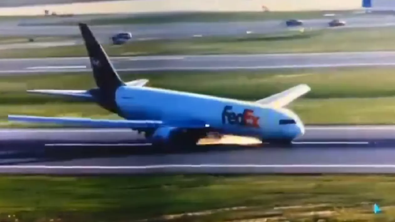 Pilotul unui avion de marfă Boeing a reușit să aterizeze fără roata din față, pe aeroportul din Istanbul. VIDEO