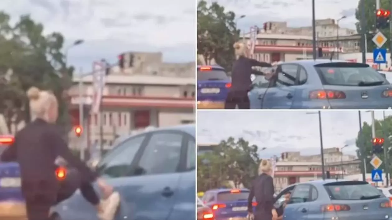 O șoferiță a lovit cu picioarele mașina unui turist, după o șicanare în trafic la Constanța