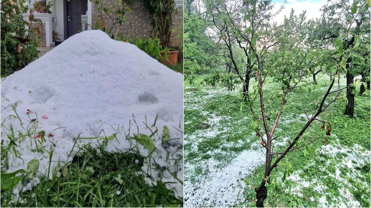 Ploi cu grindină în mai multe județe. Care sunt zonele afectate și imagini cu urmările furtunilor - VIDEO