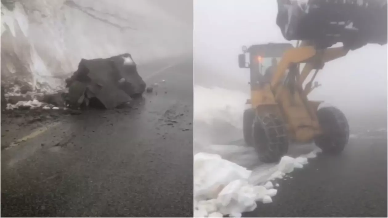 Bucăţi de stânci s-au prăbuşit pe Transalpina. Circulația rămâne închisă pentru mașini