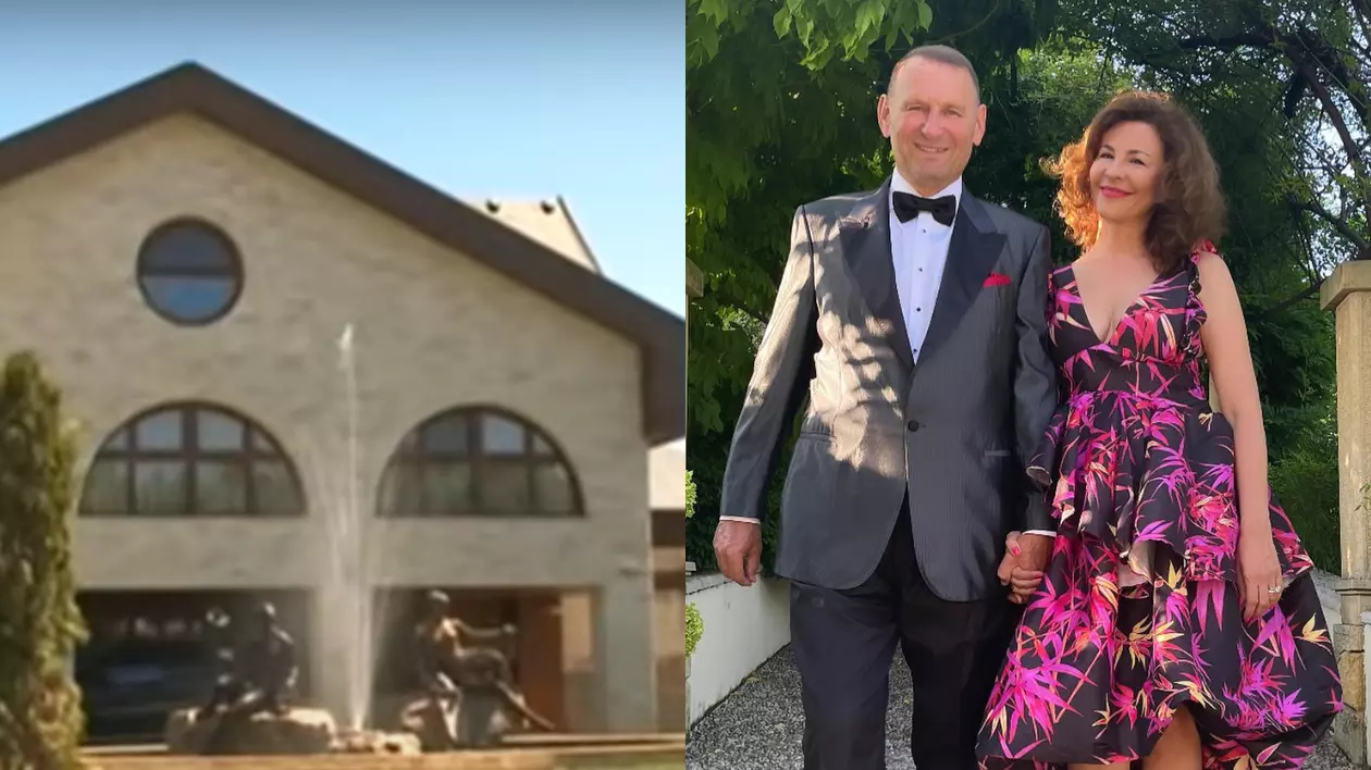 Fotografii cu casa în care locuiesc Adina Alberts și Viorel Cataramă. Vila arată ca un muzeu, la fel și grădina, unde au o fântână arteziană cu statui