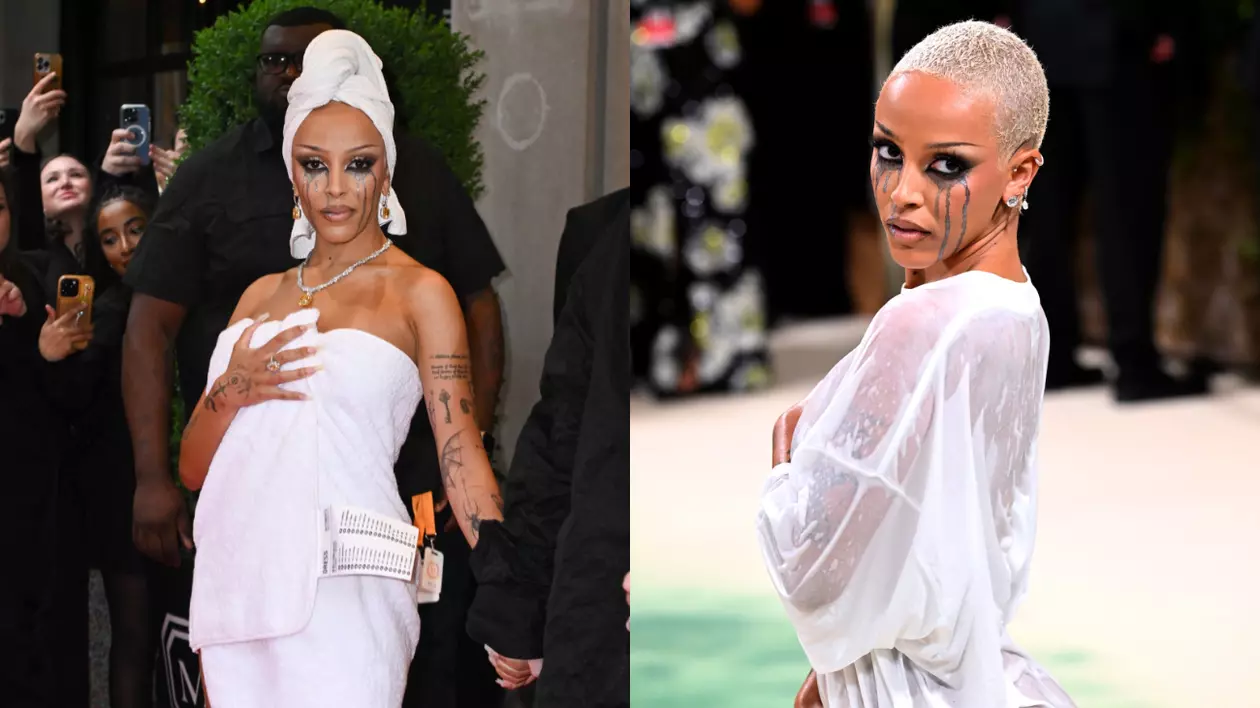 Doja Cat a apărut îmbrăcată într-o rochie udă la Met Gala 2024. De la hotelul unde a fost cazată a plecat acoperită cu un prosop