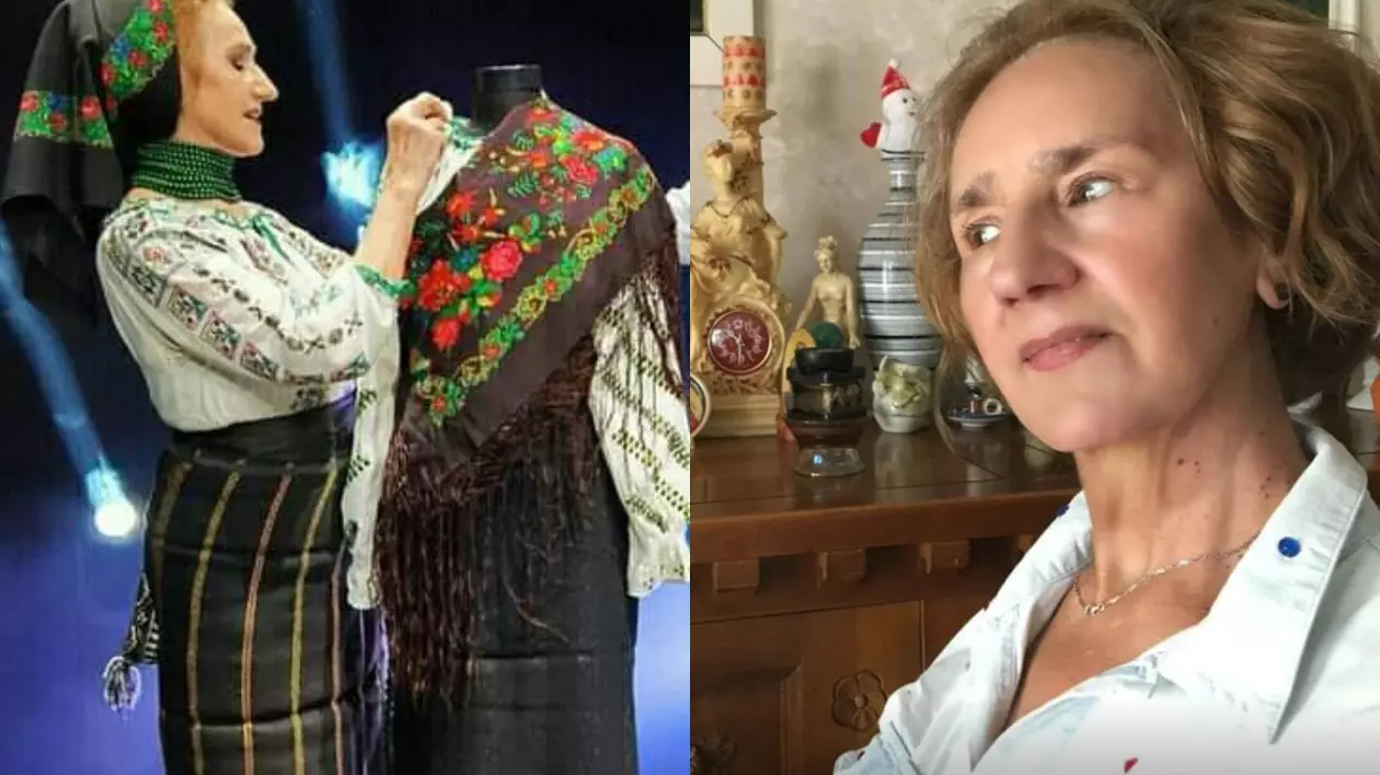 Imagini din apartamentul în care locuiește Sofia Vicoveanca în Suceava. O cameră e plină cu costume populare și obiecte din Bucovina