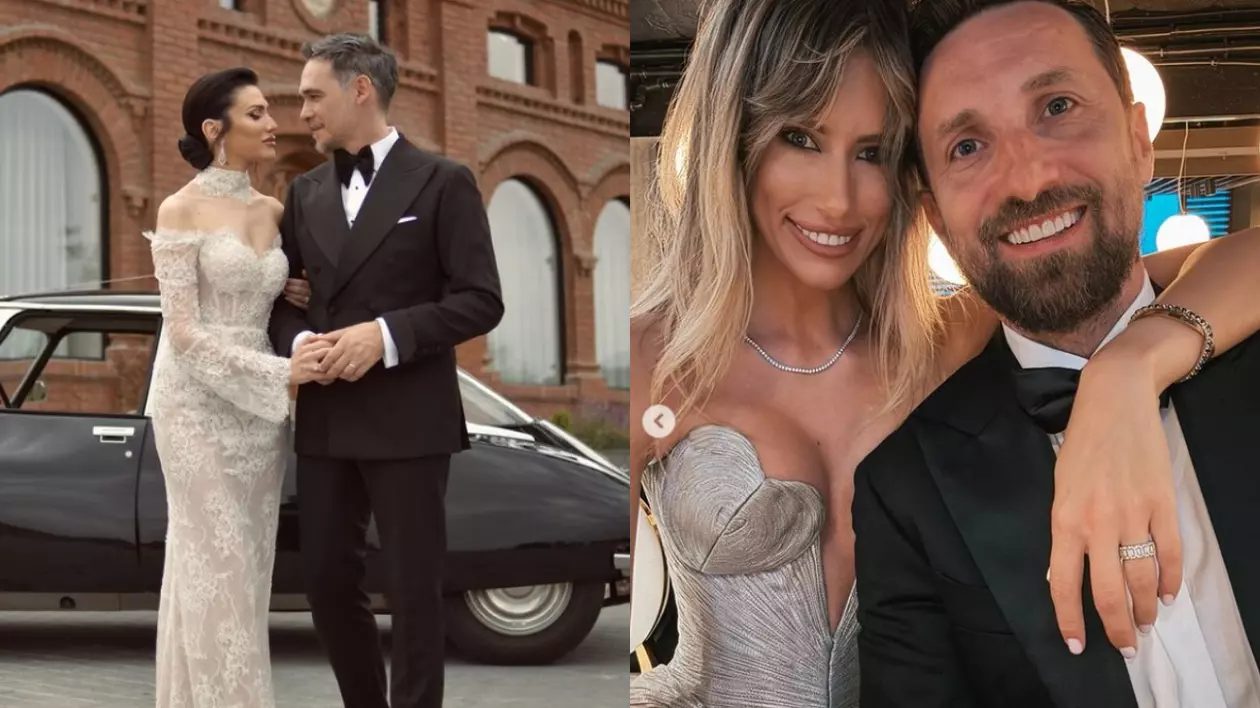 Cum a apărut Dani Oțil la nunta lui Răzvan Simion cu Daliana Răducan. Îmbrăcată într-o rochie decoltată, Gabriela Prisăcariu l-a însoțit