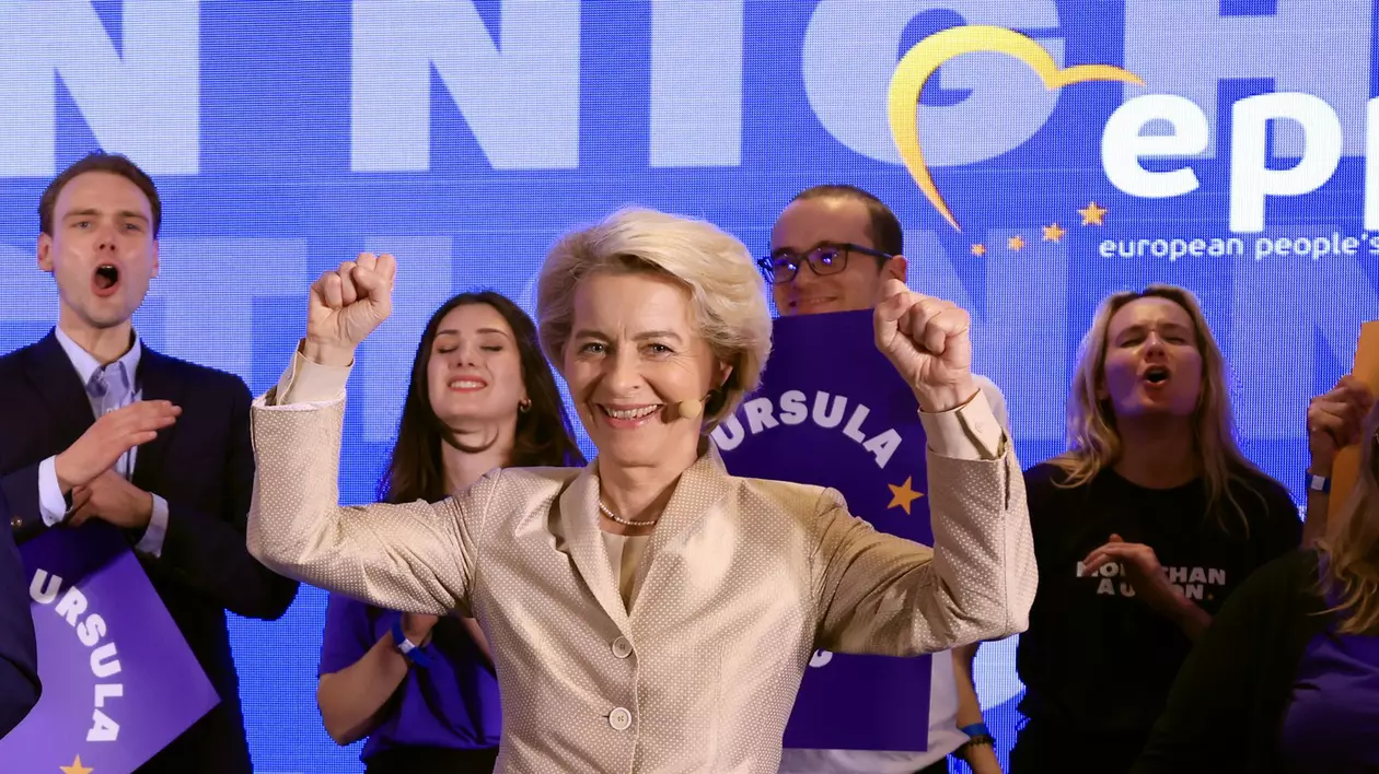 Ursula von der Leyen jubilează victoria în alegeri Foto: Profimedia
