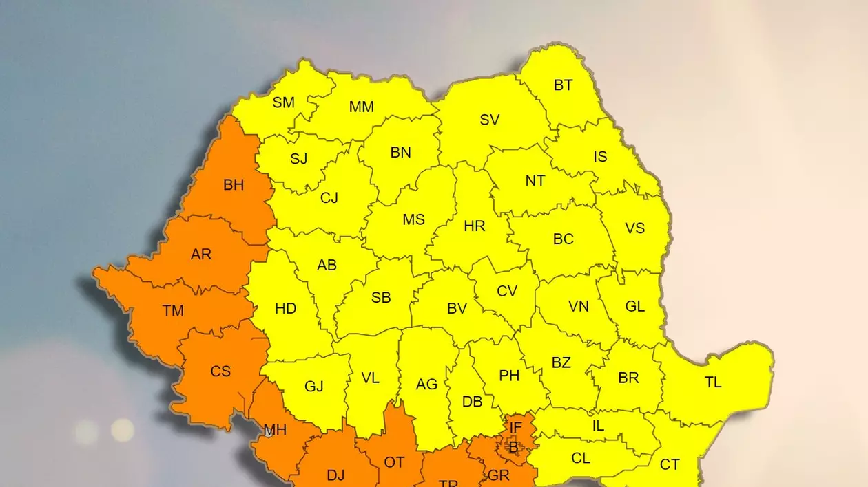 Val de căldură peste România. Cod portocaliu de caniculă în majoritatea regiunilor