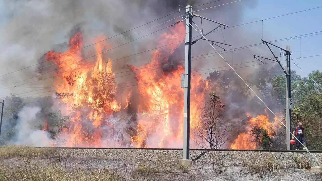 A fost reluat traficul feroviar pe două rute din Regionalele Bucureşti şi Craiova, după ce cinci trenuri au staționat din cauza incendiilor de vegetație