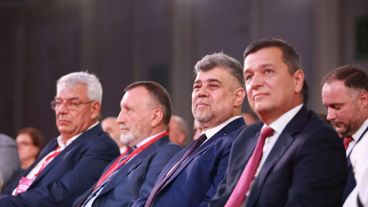 Marcel Ciolacu, Sorin Grindeanu, Paul Stănescu și MIhai Tudose, la Congresul PSD Foto Eli Driu