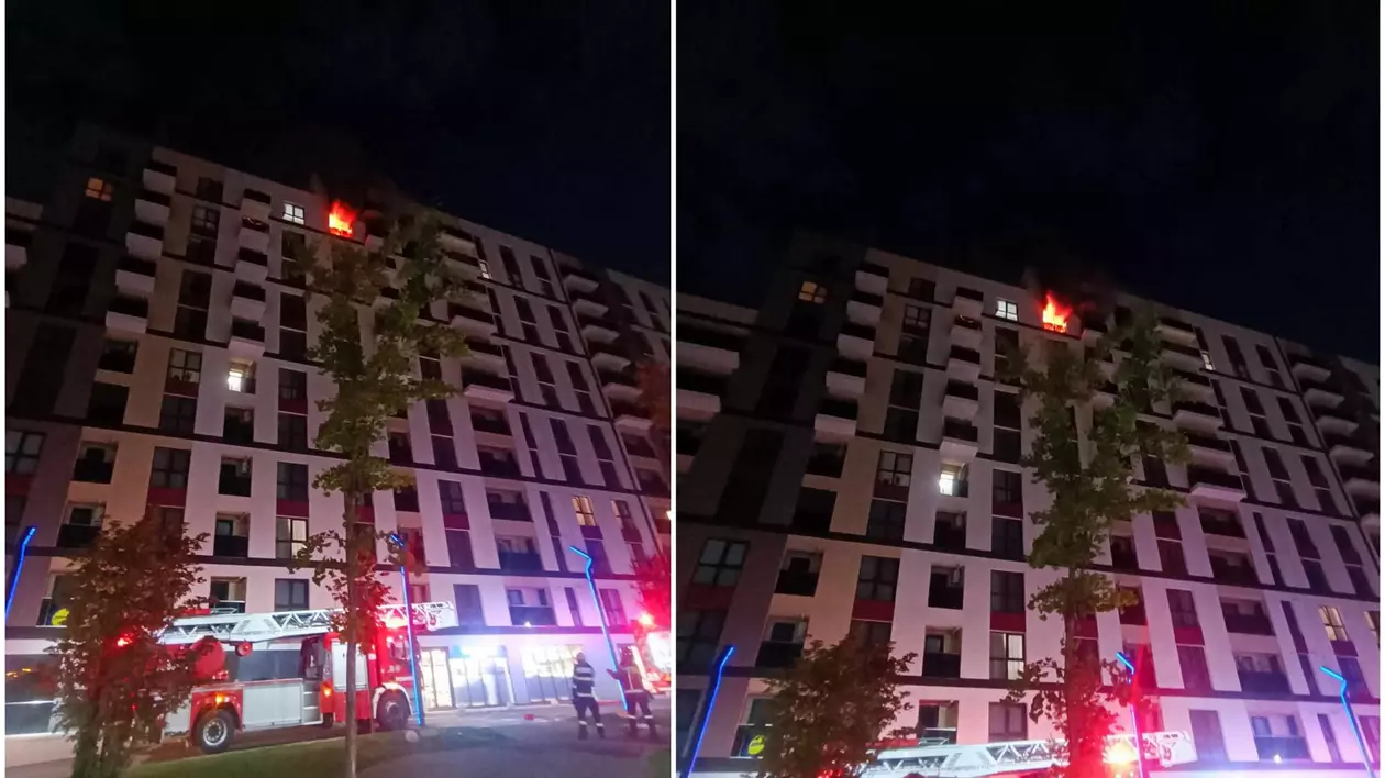 Incendiu la un apartament de la etajul 9 al unui bloc din sectorul 1. Patru persoane expuse la fum, evacuate