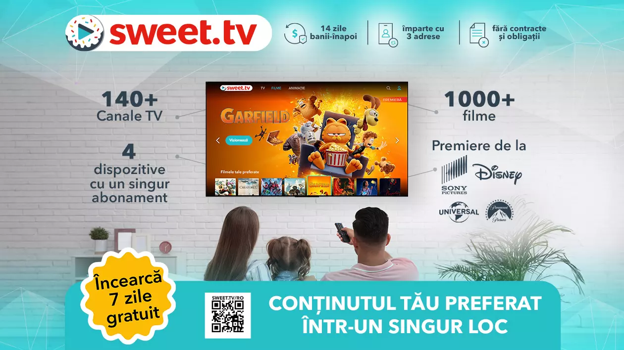 Tot conținutul TV favorit într-un singur loc - SWEET.TV îți oferă canale TV de top și premiere cinematografice!