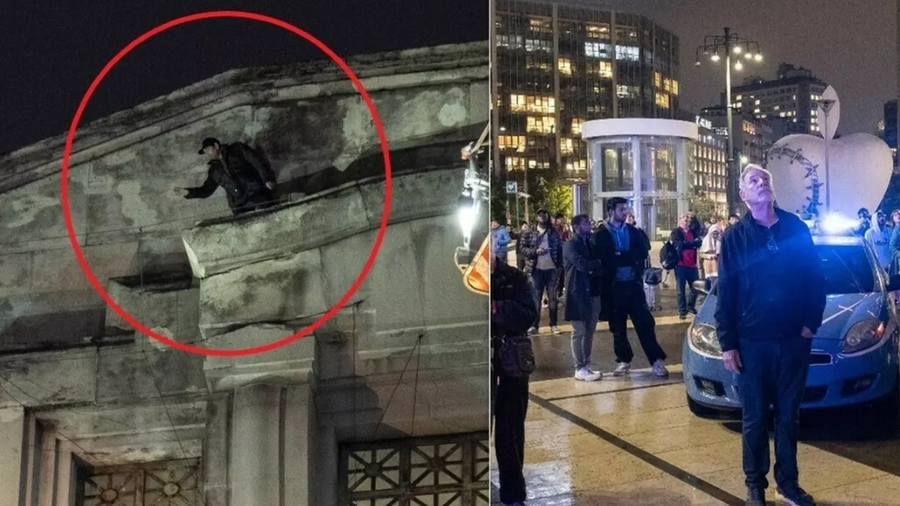 Un român s-a urcat pe fațada gării centrale din Milano și oamenii au crezut că se aruncă de acolo | VIDEO