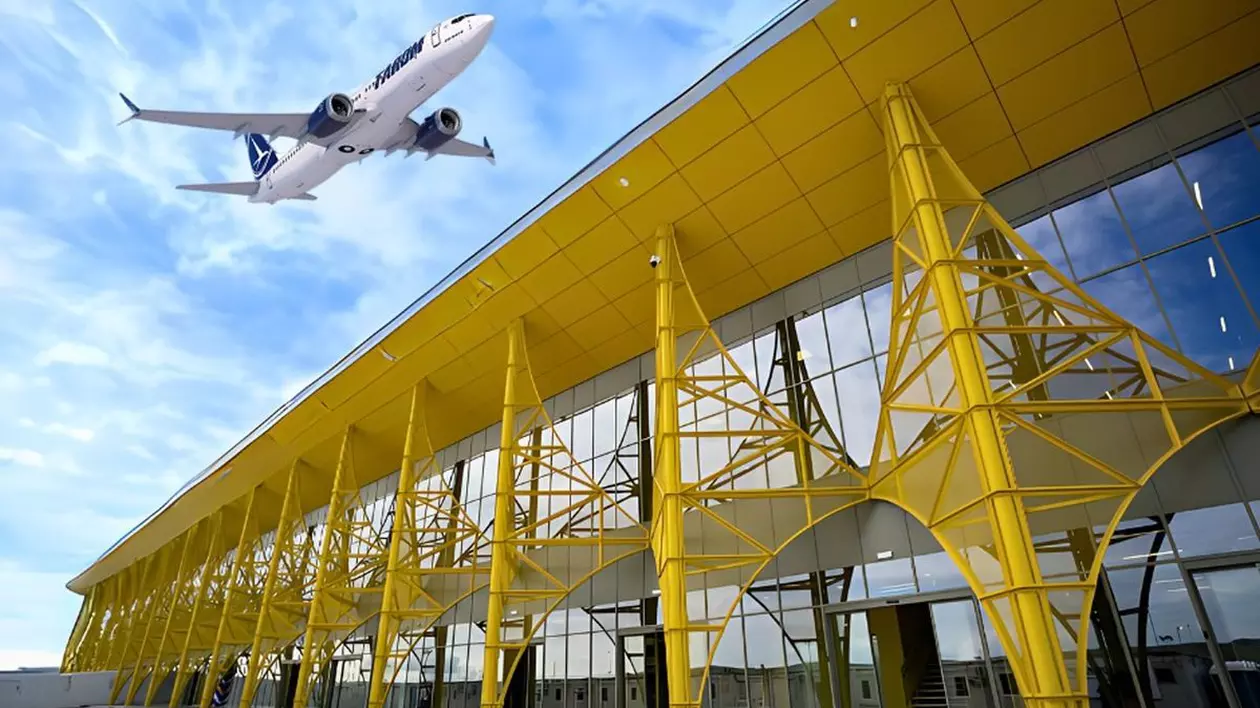 Un avion zboară deasupra aeroportului din Cluj-Napoca