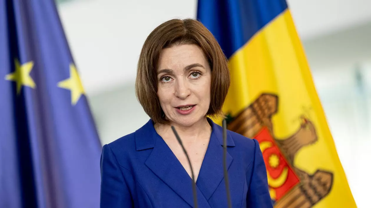 Maia Sandu vorbește la o conferință de presă la Berlin