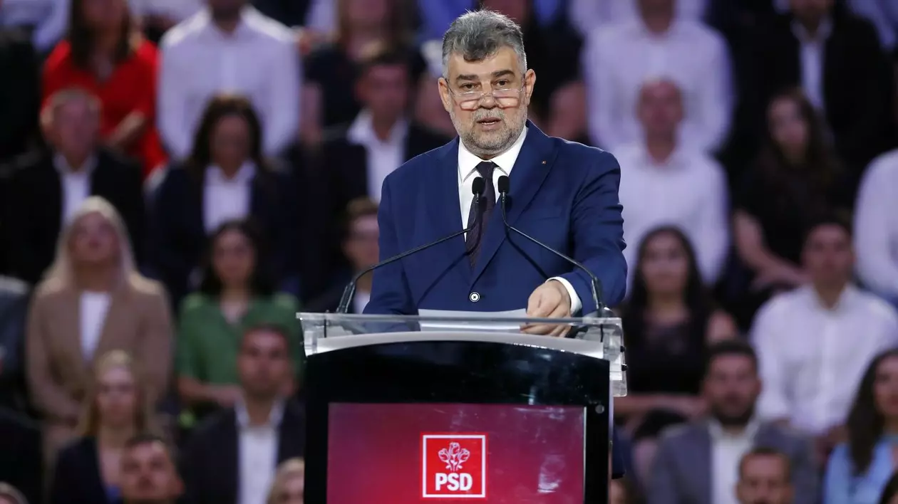 Presedintele PSD, Marcel Ciolacu, vorbeste la Congresul unde a fost reales presedinte PSD in august 2020