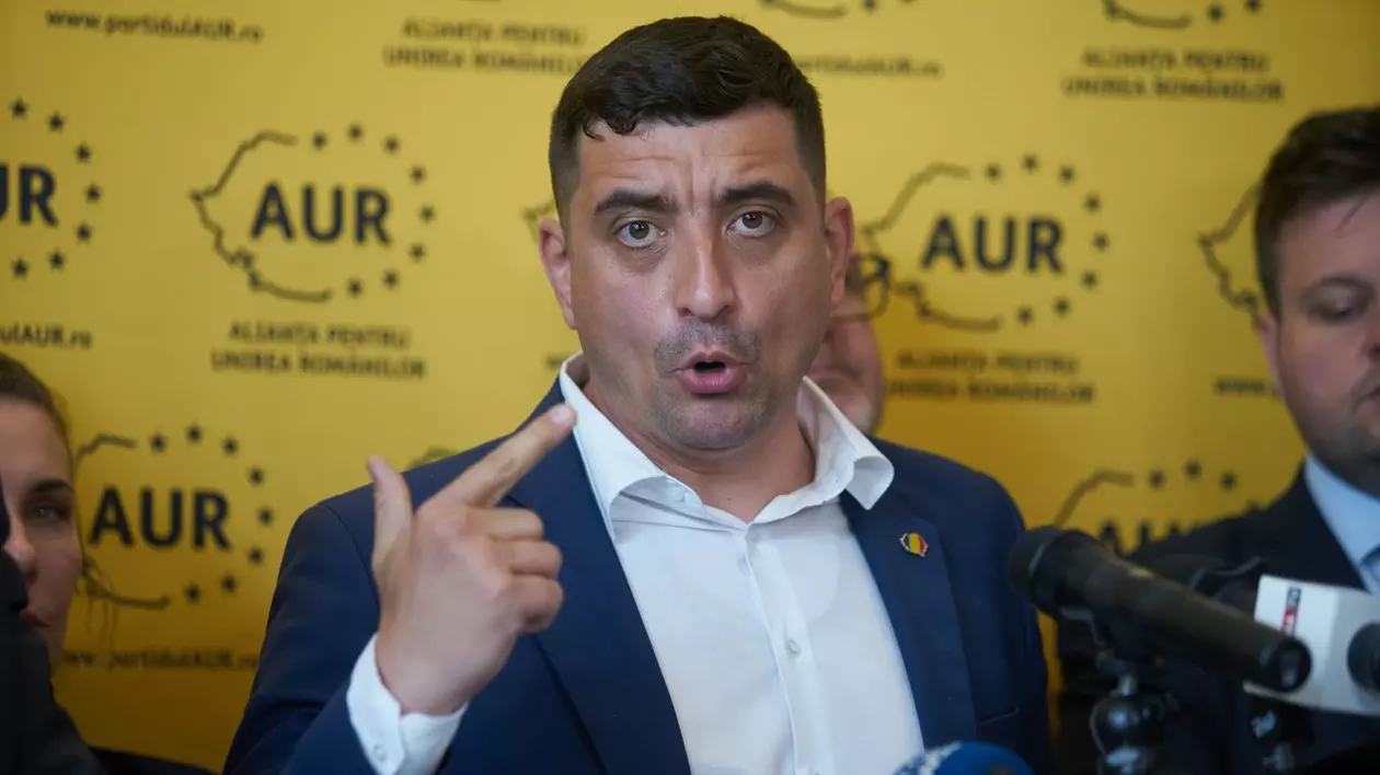imagine conferință George Simion, președintele AUR