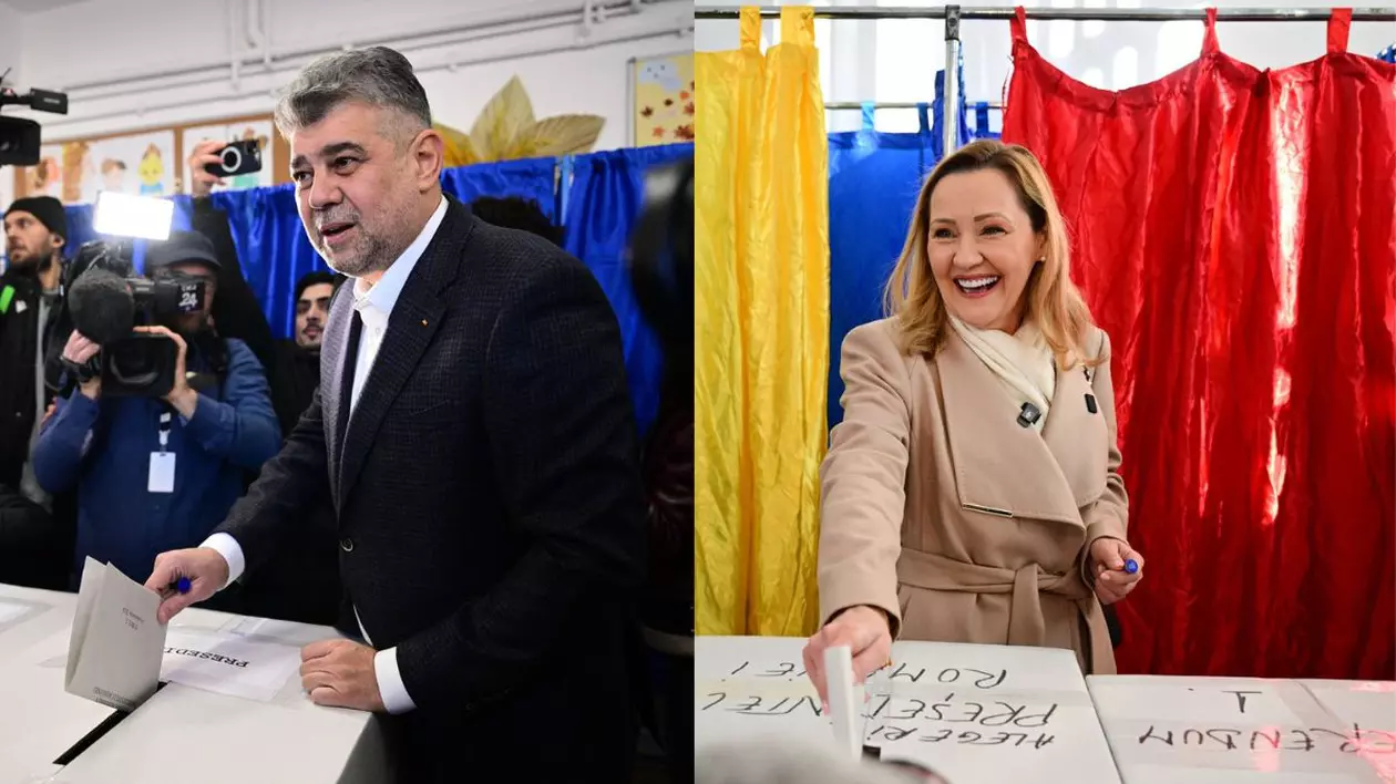 Elena Lasconi și Marcel Ciolacu la urne alegeri parlamentare 1 decembrie