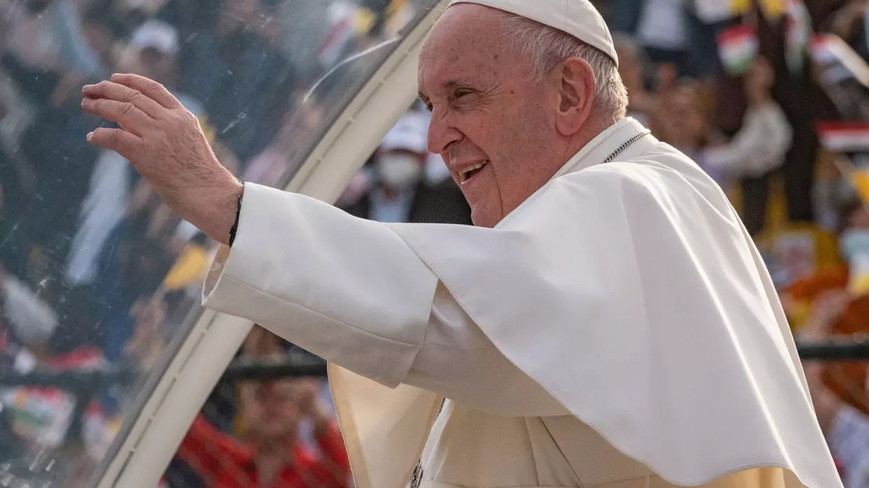 Papa Francisc, în timpul vizitei sale la Erbil, Irak Foto: Hepta